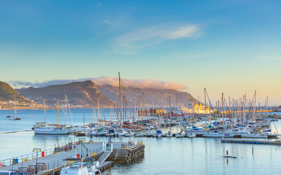 Simons town , cape town , South Africa - October 2018 : Simons Town harbor in the beautyful moring