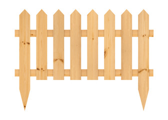 Wooden fence isolated on white background with parallel plank old. Object with clipping path