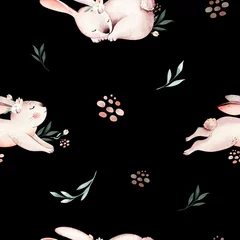 Plaid avec motif Lapin Mignon bébé lapin animal motif de Pâques sans couture saule, illustration de lapin de forêt pour vêtements pour enfants. Fond d& 39 écran pépinière aquarelle Woodland Image dessinée à la main pour la conception de cas,
