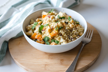Vegan Vegetables Couscous Salad with Chickpeas 