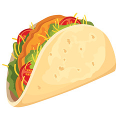 Tacos in cartoon style. Mexican food isolated on white background.