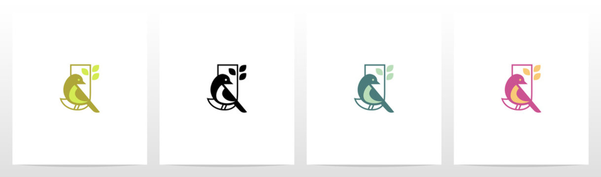 Bird Perch On Lettter Logo Design J