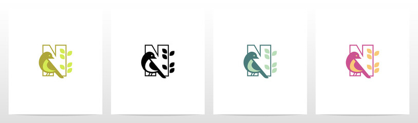 Bird Perch On Lettter Logo Design N