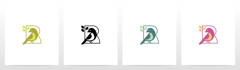 Bird Perch On Lettter Logo Design R