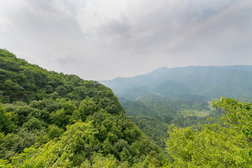China, Peking, Wanderung zur Chinesischen Mauer, Bewaldete Berglandschaft