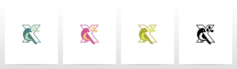 Bird Perch On Lettter Logo Design X