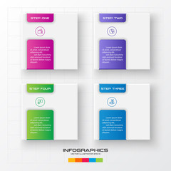 Business infographics template 4 steps with square,Element for design invitations,Vector illustration.