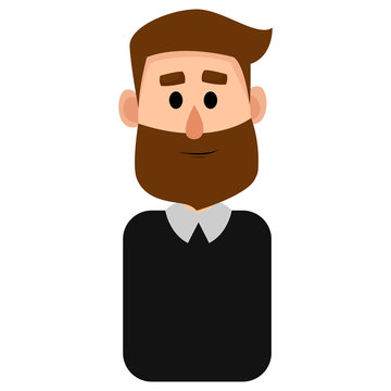 Bearded man in a flat style. Vector icon with a man.