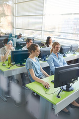 Studenten lernen Informatik im Computerkurs