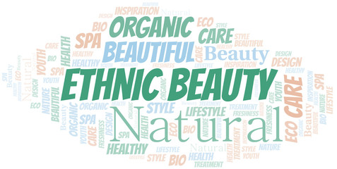 Ethnic Beauty word cloud collage made with text only.