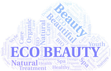 Eco Beauty word cloud collage made with text only.