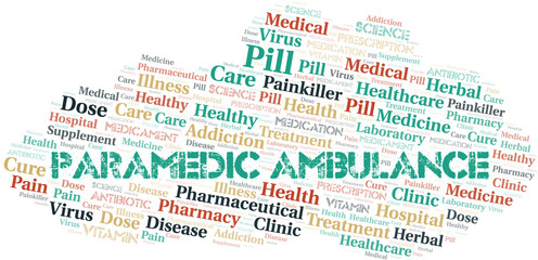 Paramedic Ambulance word cloud collage made with text only.