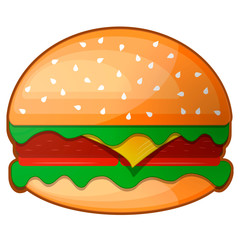 Burger icon very tasty. Oval shape and flat style.