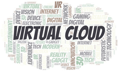 Virtual Cloud word cloud collage made with text only.