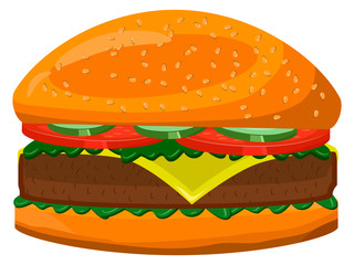 Cheeseburger tomato cucumber and fat cutlet