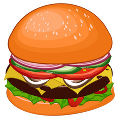 Burger with mushrooms and onion