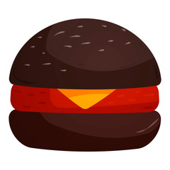 Simple cheeseburger with black bun