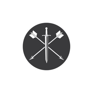 arrow sword  logo icon vector illustration design