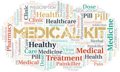 Medical Kit word cloud collage made with text only.