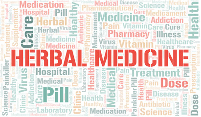 Herbal Medicine word cloud collage made with text only.