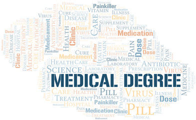 Medical Degree word cloud collage made with text only.