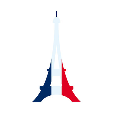 bastille day concept, eiffel tower with france flag design, flat style
