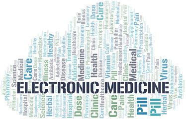 Obraz premium Electronic Medicine word cloud collage made with text only.