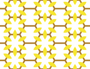 Seamless geometric pattern, texture or background vector in yellow, brown, white colors.