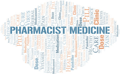 Pharmacist Medicine word cloud collage made with text only.
