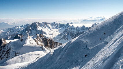 Mont Blanc north face on skis - obrazy, fototapety, plakaty