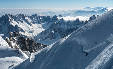 Mont Blanc north face on skis