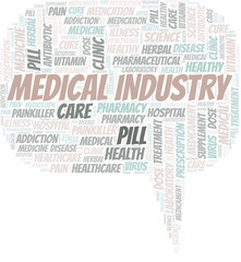 Medical Industry word cloud collage made with text only.