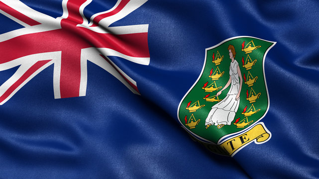 3D illustration of the flag of the British Virgin Islands waving in the wind.