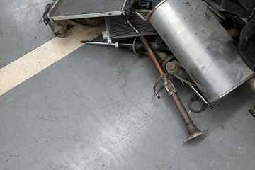 closeup car parts. top view automobile, automotive, business, change, dealer, engine, equipment, exident, fix, 