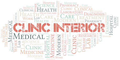 Clinic Interior word cloud collage made with text only.