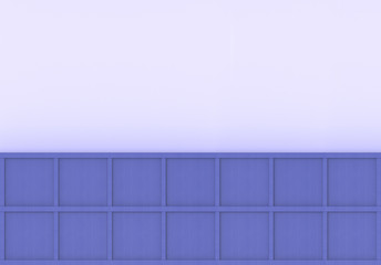 3d rendering. modern minimal blue purple wood square box pattern on light wall background.