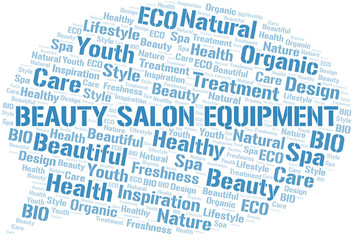 Fototapeta premium Beauty Salon Equipment word cloud collage made with text only.