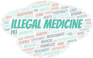 Fototapeta premium Illegal Medicine word cloud collage made with text only.