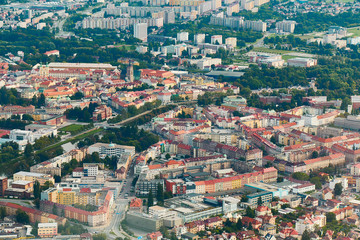 Fototapeta na wymiar Aerial view of Hradec Králové city in Czechia.