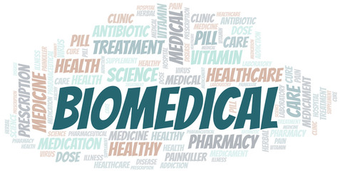 Obraz premium Biomedical word cloud collage made with text only.