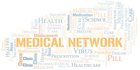Fototapeta premium Medical Network word cloud collage made with text only.