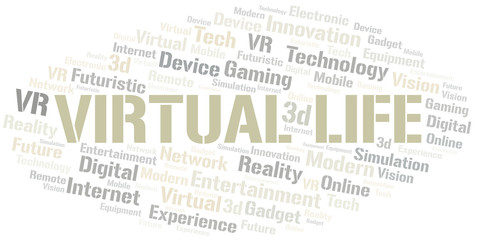 Fototapeta premium Virtual Life word cloud collage made with text only.