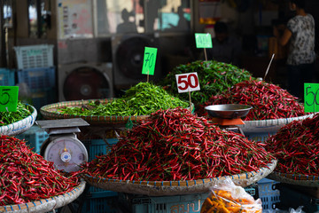 Many types of peppers Sell in the Local market