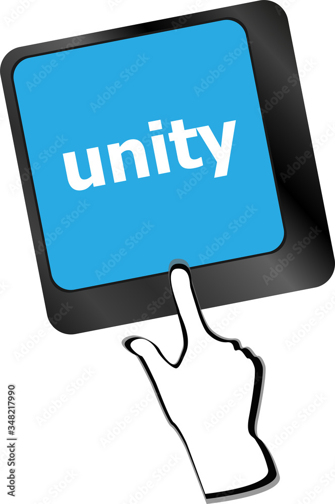Poster unity word on computer keyboard pc key