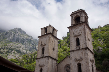 Fototapeta na wymiar Saint Tryphon's Cathedral, in Kotor, a city located in a bay of the Adriatic Sea, in Montenegro, Europe.