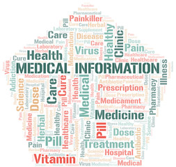 Obraz premium Medical Information word cloud collage made with text only.