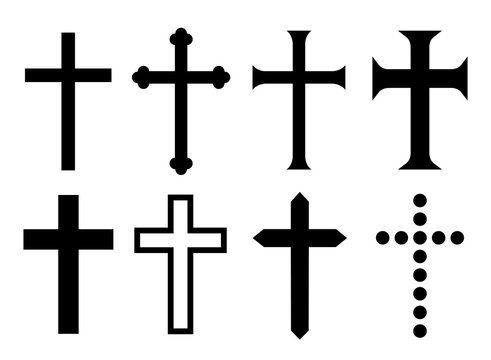 Religious cross set icon collection