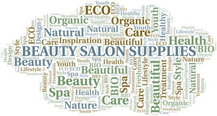 Beauty Salon Supplies word cloud collage made with text only.