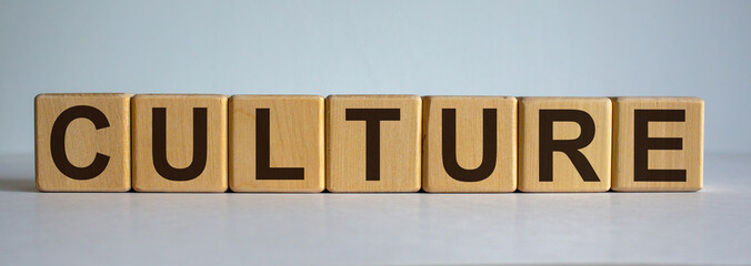 Concept word 'culture' on cubes on a beautiful white background.