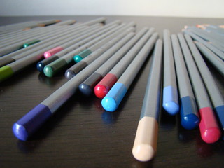 Naklejka premium Colorfum pen, pencil and brush pen